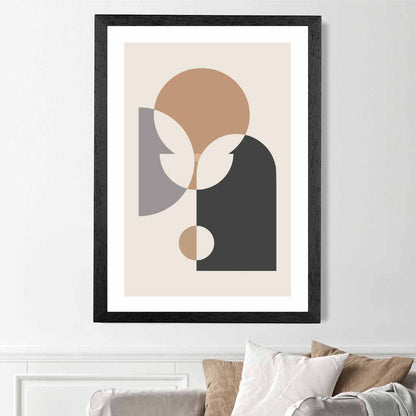 Boho Geometric Black, Grey Shapes No 2 Art Print | Wall Art Plaza