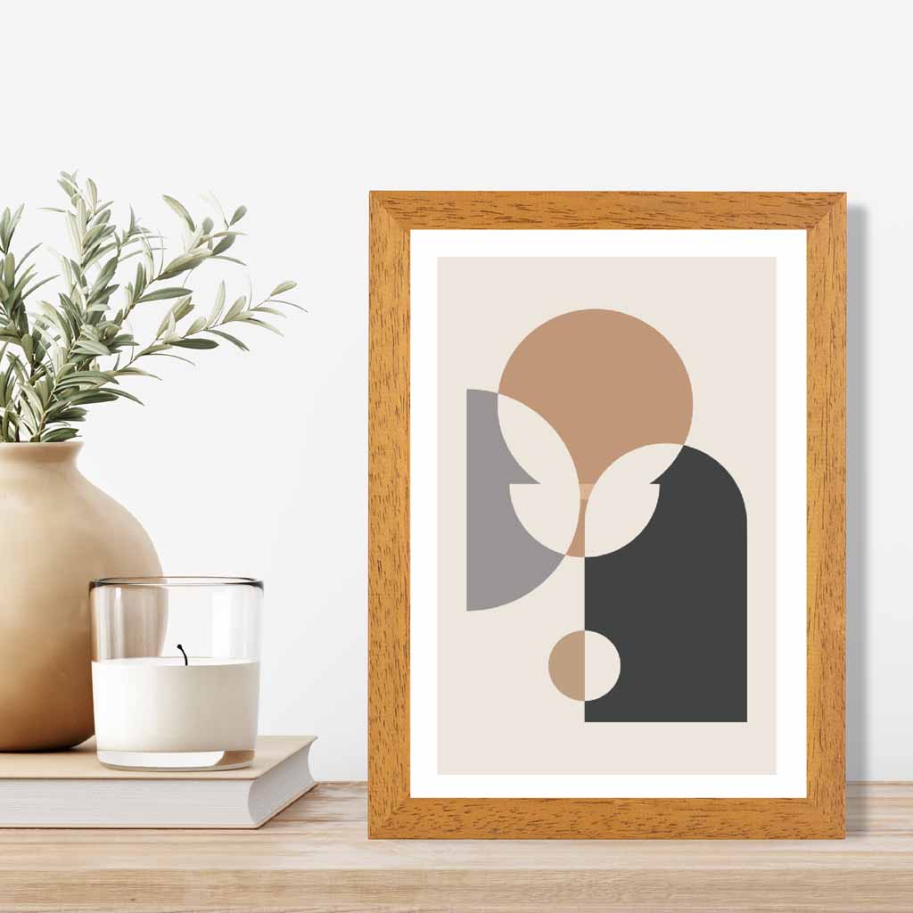 Boho Geometric Black, Grey Shapes No 2 Art Print | Wall Art Plaza