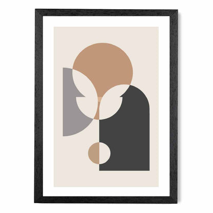 Boho Geometric Black, Grey Shapes No 2 Art Print | Wall Art Plaza