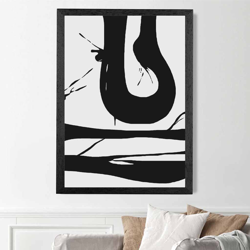 Abstract Grey, Black Graphical Strokes No 1 Art Poster | Wall Art Plaza