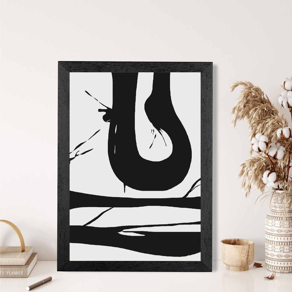 Abstract Grey, Black Graphical Strokes No 1 Art Poster | Wall Art Plaza