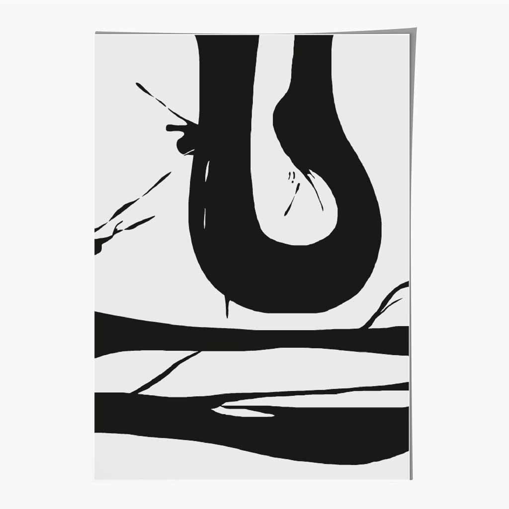 Abstract Grey, Black Graphical Strokes No 1 Art Poster | Wall Art Plaza