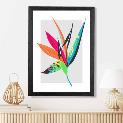 Boho Neon Blue, Pink Floral Leaf No 2 Art Print | Wall Art Plaza