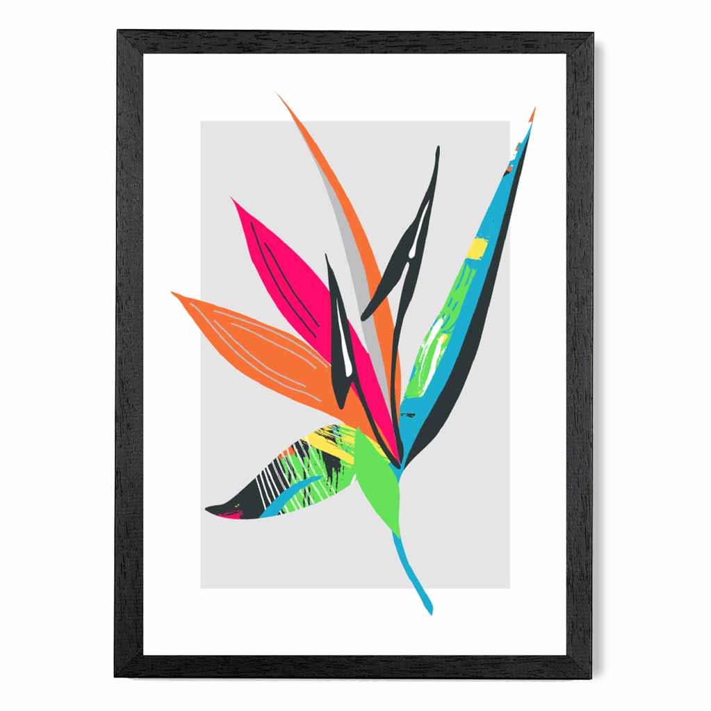 Boho Neon Blue, Pink Floral Leaf No 2 Art Print | Wall Art Plaza