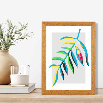 Boho Neon Blue, Green Floral Leaf No 3 Art Print | Wall Art Plaza