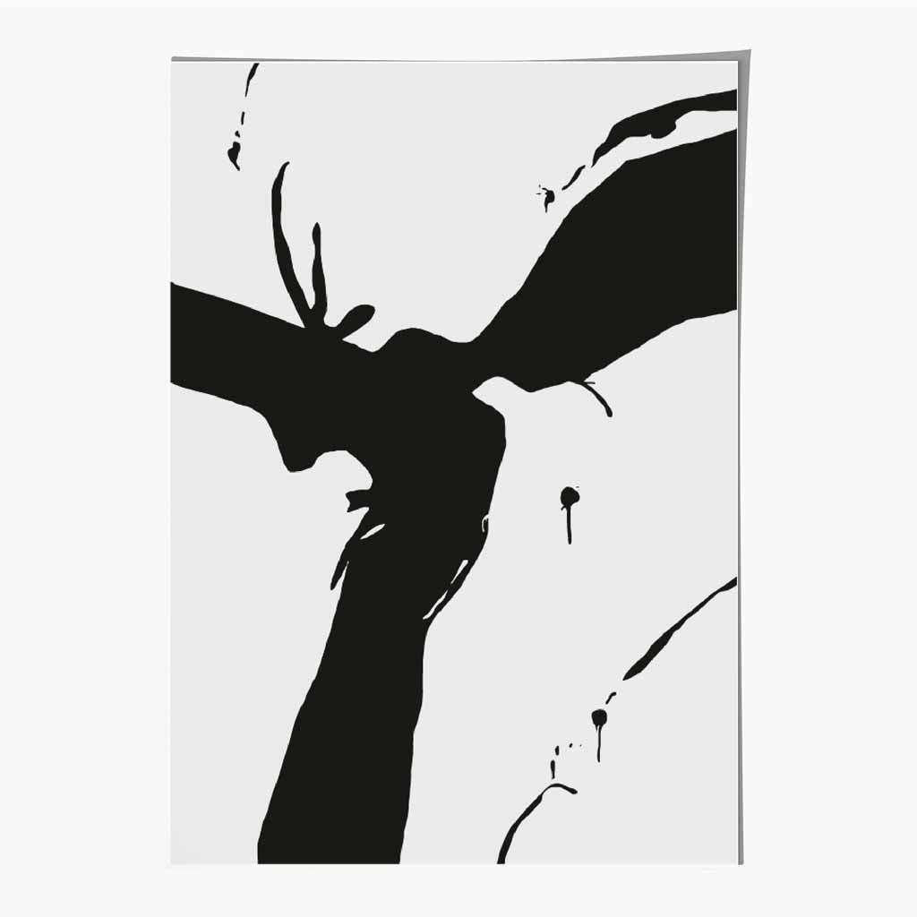 Abstract Grey, Black Graphical Strokes No 2 Art Poster | Wall Art Plaza