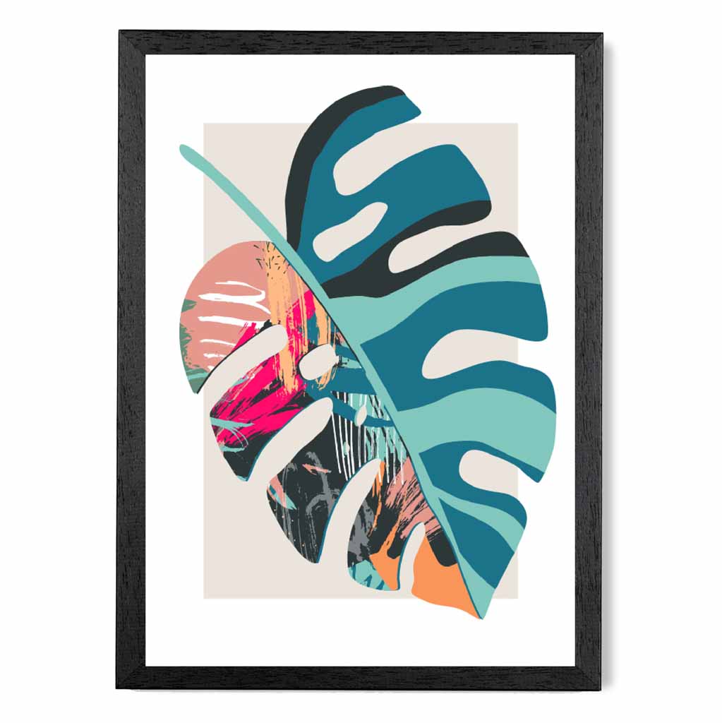 Boho Botanical Teal, Pink Floral Leaf No 1 Art Print | Wall Art Plaza