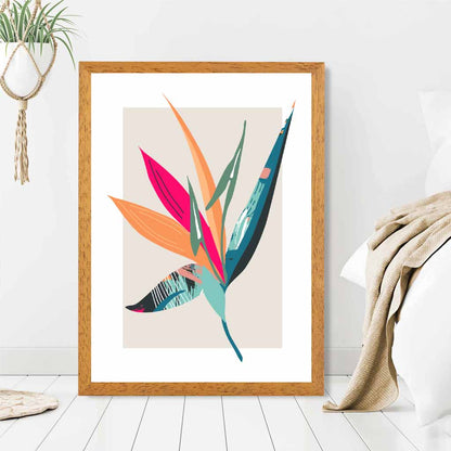 Boho Botanical Pink, Orange Floral Leaf No 2 Art Print | Wall Art Plaza