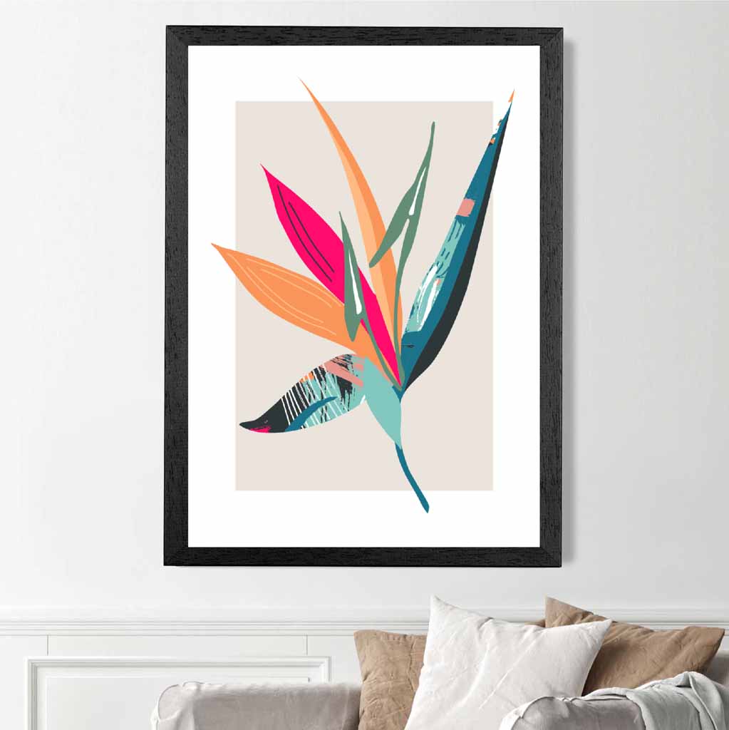 Boho Botanical Pink, Orange Floral Leaf No 2 Art Print | Wall Art Plaza