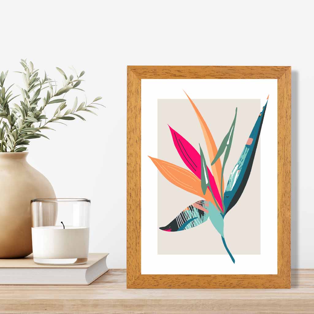 Boho Botanical Pink, Orange Floral Leaf No 2 Art Print | Wall Art Plaza