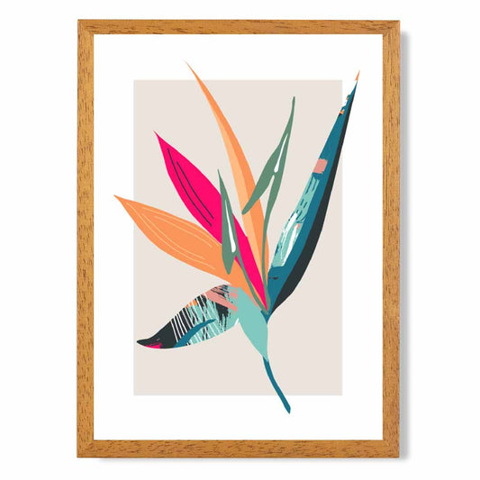 Boho Botanical Pink, Orange Floral Leaf No 2 Art Print | Wall Art Plaza