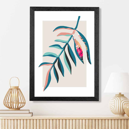 Boho Botanical Teal, Pink Floral Leaf No 3 Art Print | Wall Art Plaza