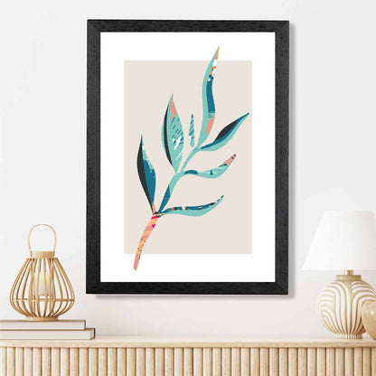 Boho Botanical Teal, Blue Floral Leaf No 4 Art Print | Wall Art Plaza