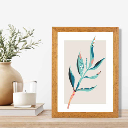 Boho Botanical Teal, Blue Floral Leaf No 4 Art Print | Wall Art Plaza