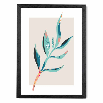 Boho Botanical Teal, Blue Floral Leaf No 4 Art Print | Wall Art Plaza