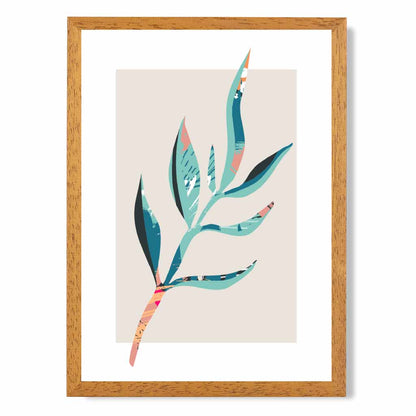 Boho Botanical Teal, Blue Floral Leaf No 4 Art Print | Wall Art Plaza