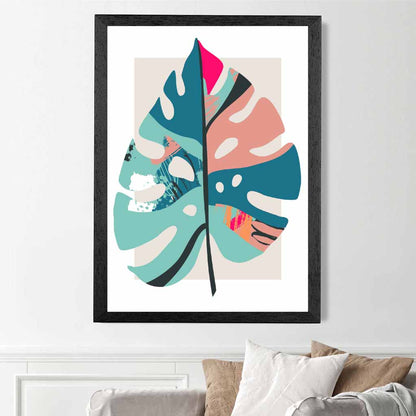 Boho Botanical Blue, Pink Floral Leaf No 5 Art Print | Wall Art Plaza