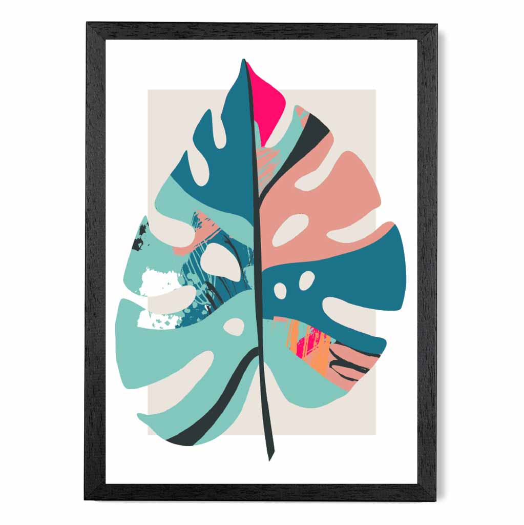 Boho Botanical Blue, Pink Floral Leaf No 5 Art Print | Wall Art Plaza