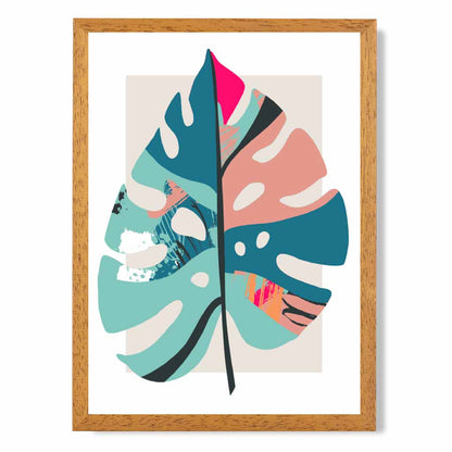 Boho Botanical Blue, Pink Floral Leaf No 5 Art Print | Wall Art Plaza