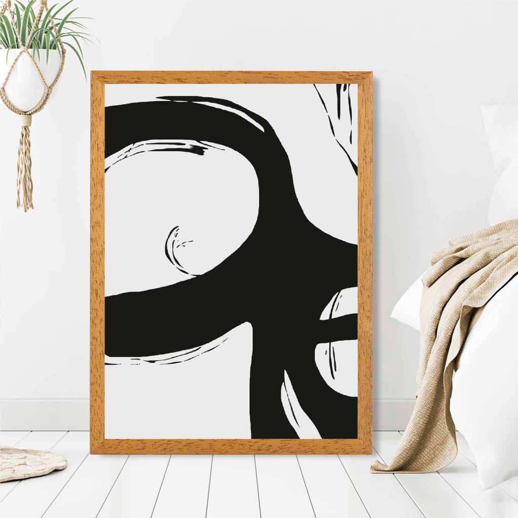 Abstract Grey, Black Graphical Strokes No 3 Art Poster | Wall Art Plaza