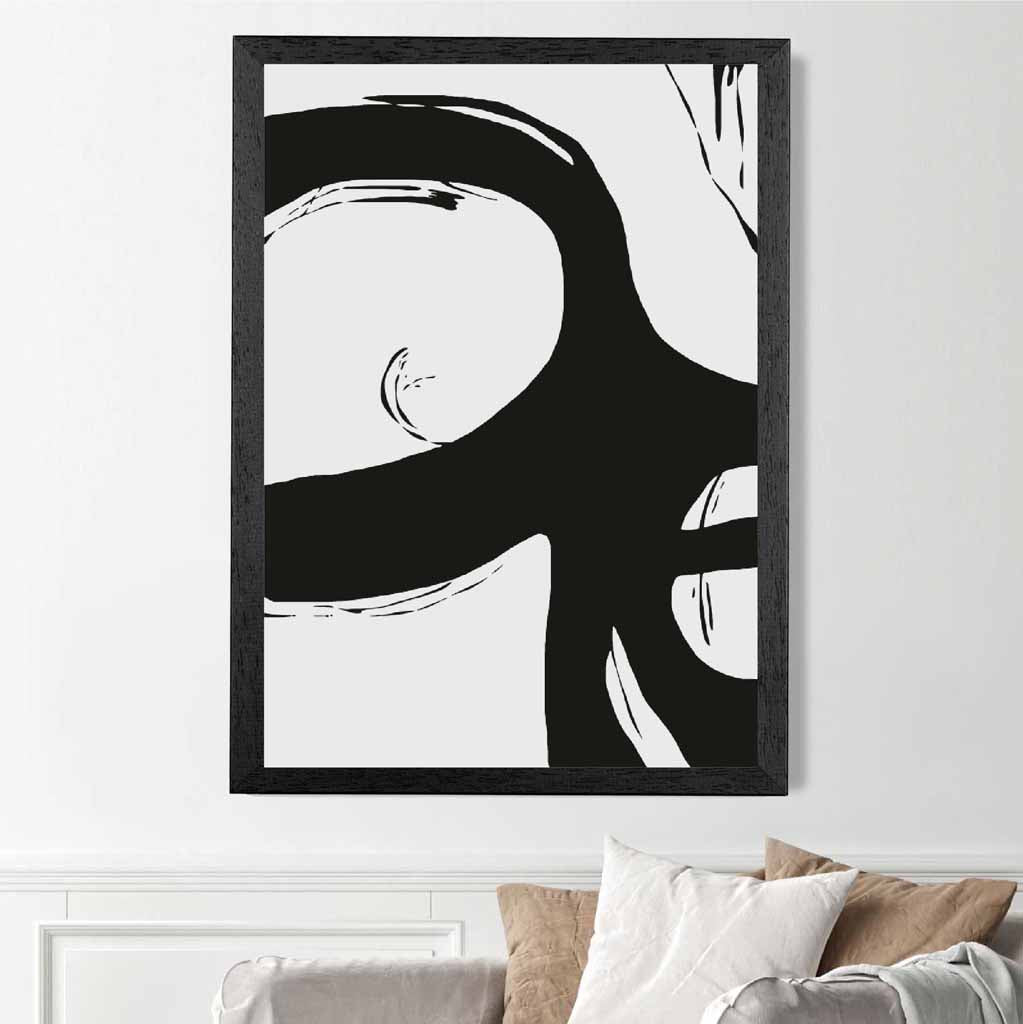 Abstract Grey, Black Graphical Strokes No 3 Art Poster | Wall Art Plaza