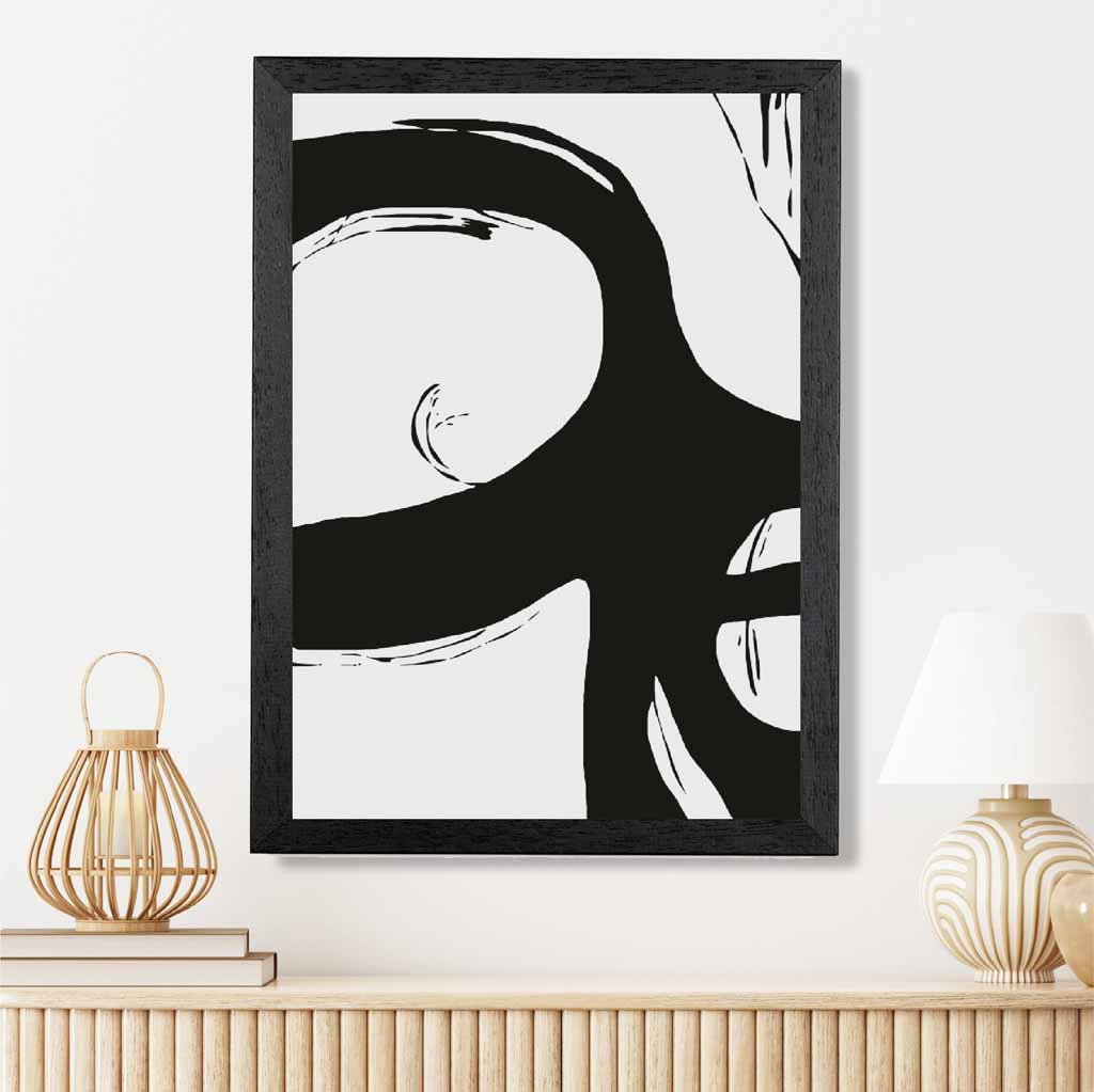 Abstract Grey, Black Graphical Strokes No 3 Art Poster | Wall Art Plaza