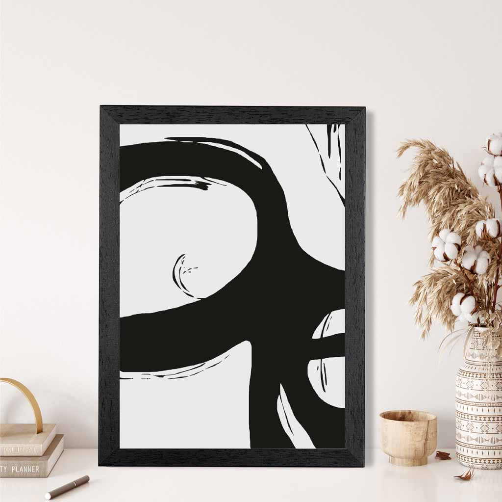 Abstract Grey, Black Graphical Strokes No 3 Art Poster | Wall Art Plaza