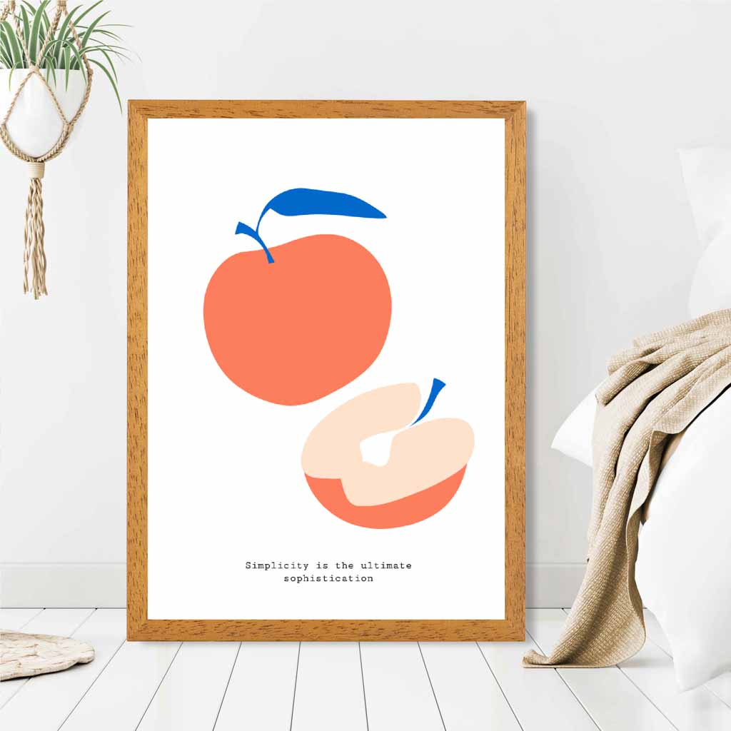 Modern Orange, Blue Apples Art Print | Wall Art Plaza