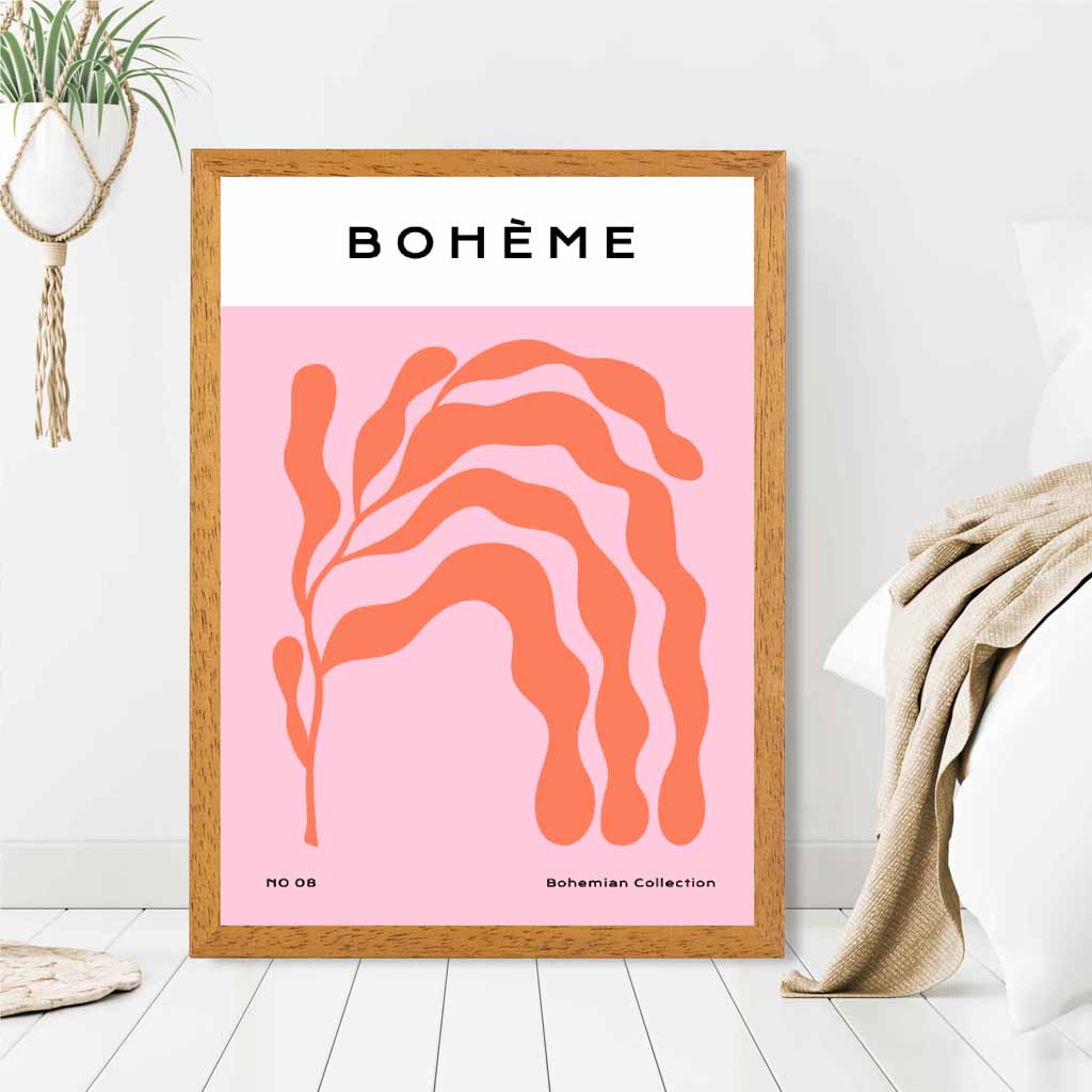 Boho Orange, Pink Floral Art Print | Wall Art Plaza