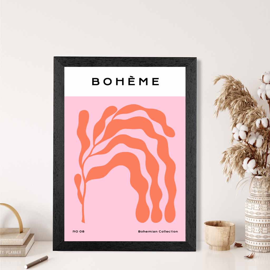 Boho Orange, Pink Floral Art Print | Wall Art Plaza