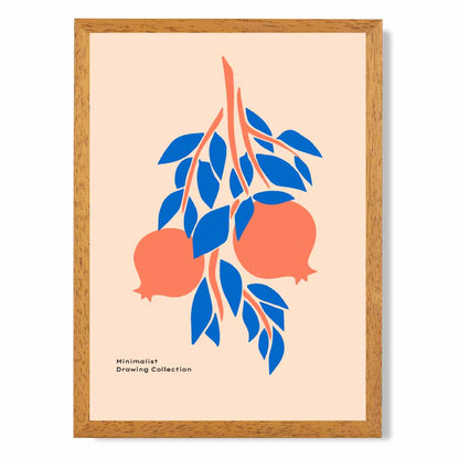 Boho Orange, Blue Pomegranate Art Print | Wall Art Plaza