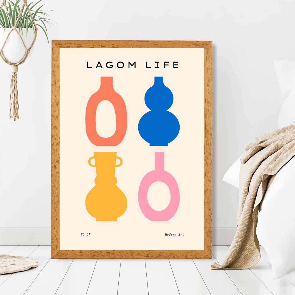 Quirky Colourful Vases Kitchen Art Print | Wall Art Plaza