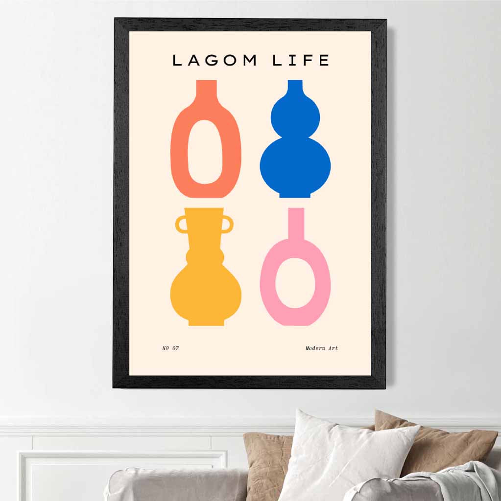 Quirky Colourful Vases Kitchen Art Print | Wall Art Plaza