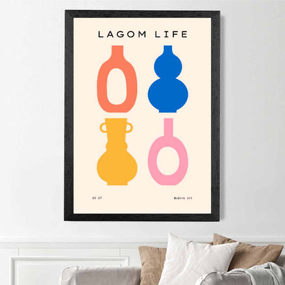 Quirky Colourful Vases Kitchen Art Print | Wall Art Plaza