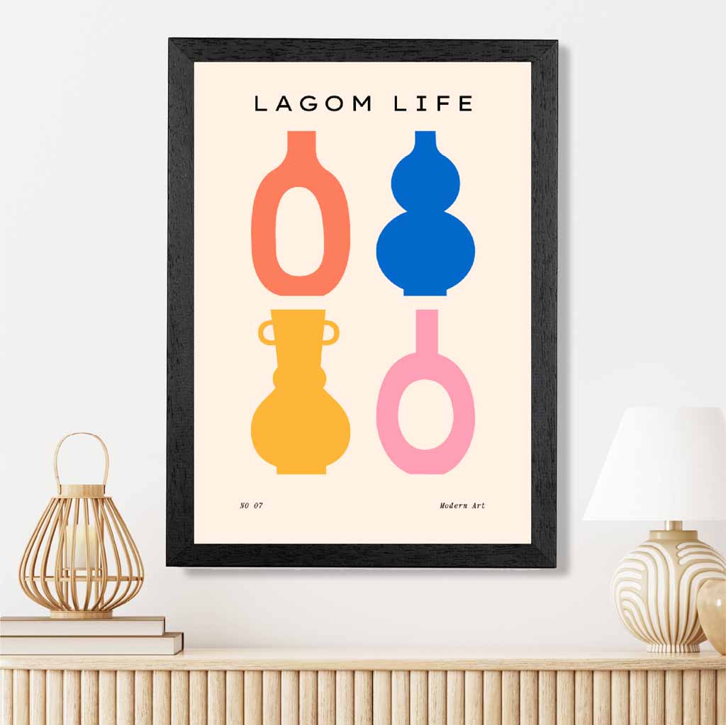 Quirky Colourful Vases Kitchen Art Print | Wall Art Plaza