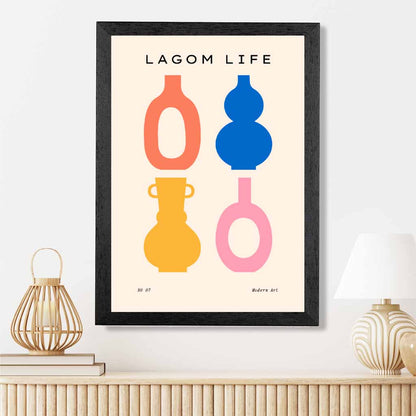 Quirky Colourful Vases Kitchen Art Print | Wall Art Plaza