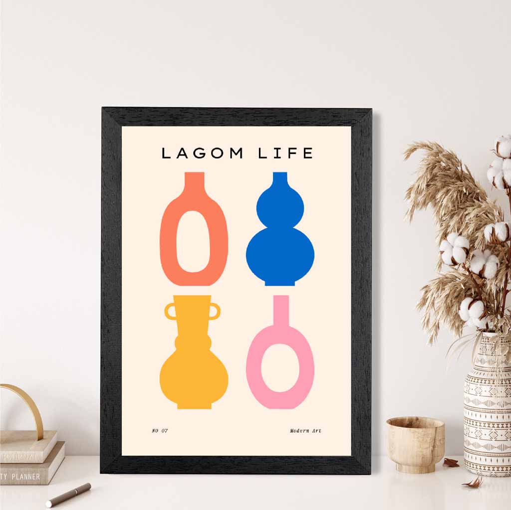Quirky Colourful Vases Kitchen Art Print | Wall Art Plaza