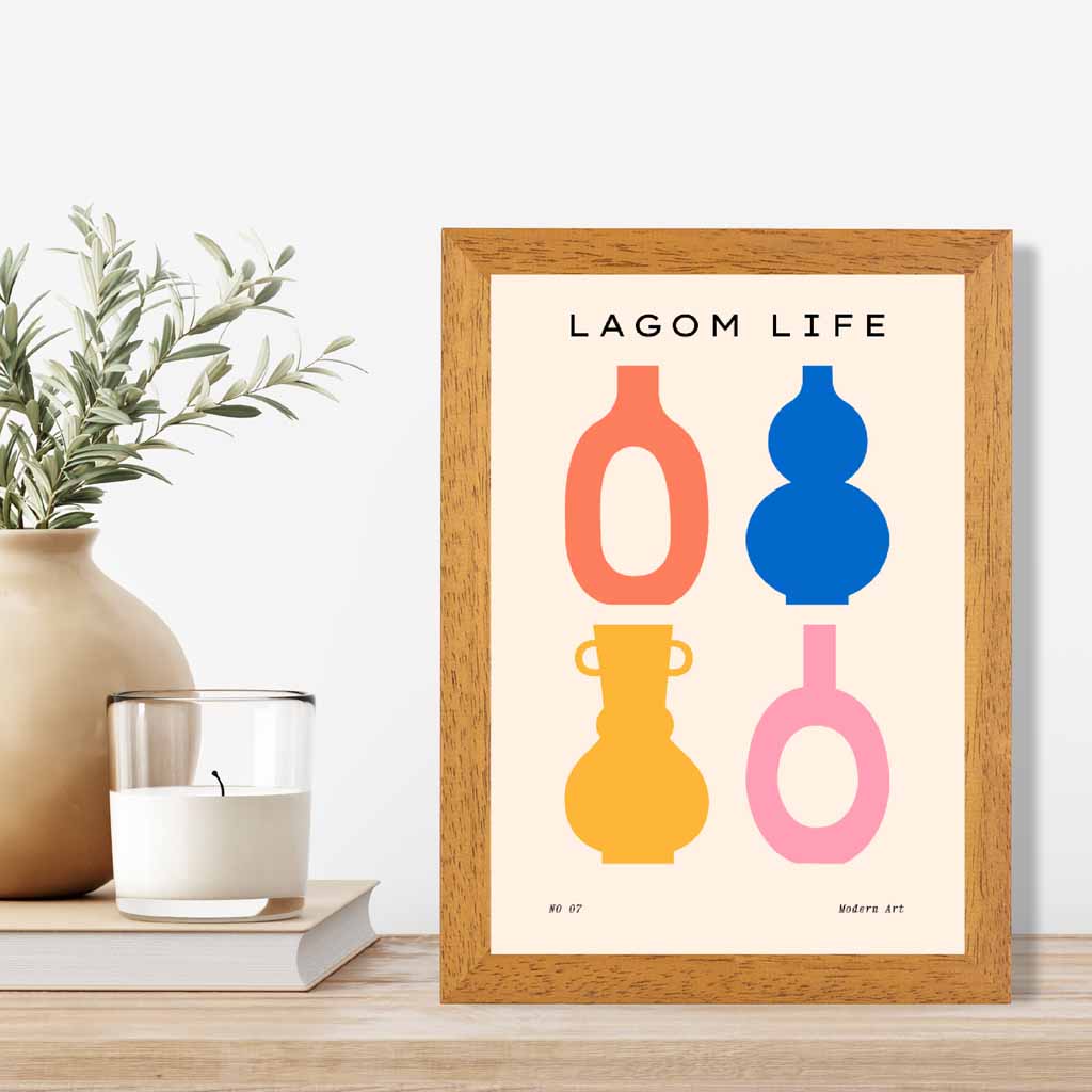 Quirky Colourful Vases Kitchen Art Print | Wall Art Plaza