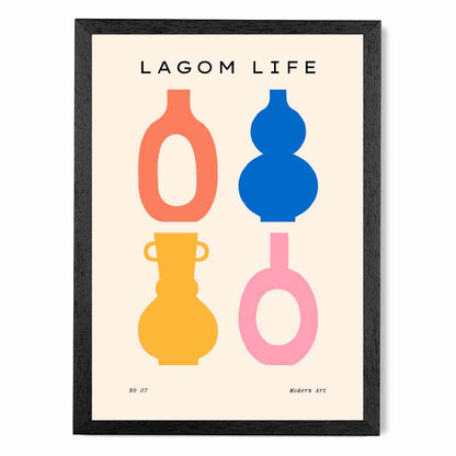 Quirky Colourful Vases Kitchen Art Print | Wall Art Plaza