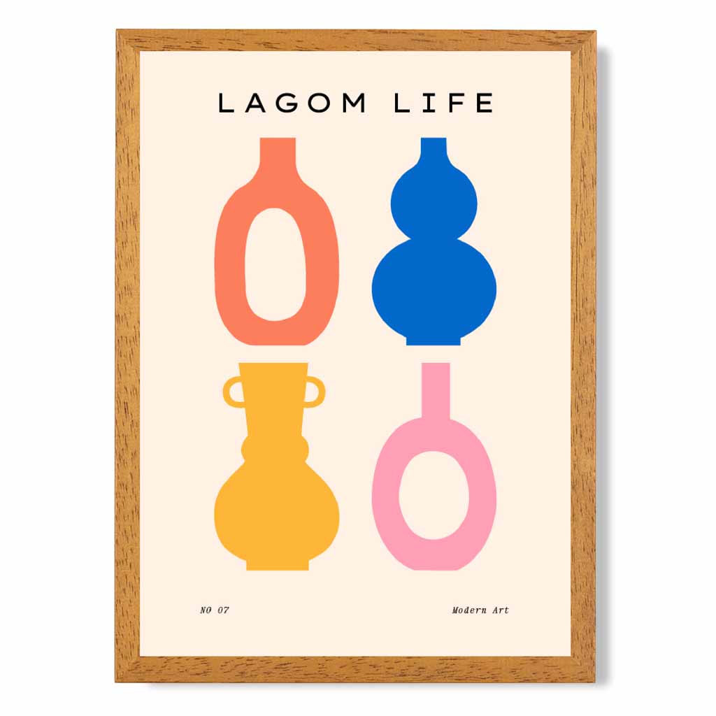 Quirky Colourful Vases Kitchen Art Print | Wall Art Plaza