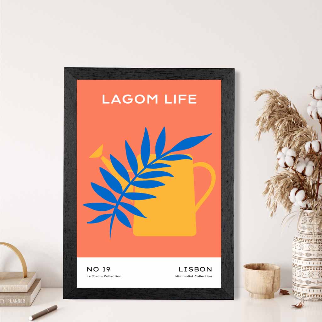 Quirky Orange, Blue Garden Art Print | Wall Art Plaza