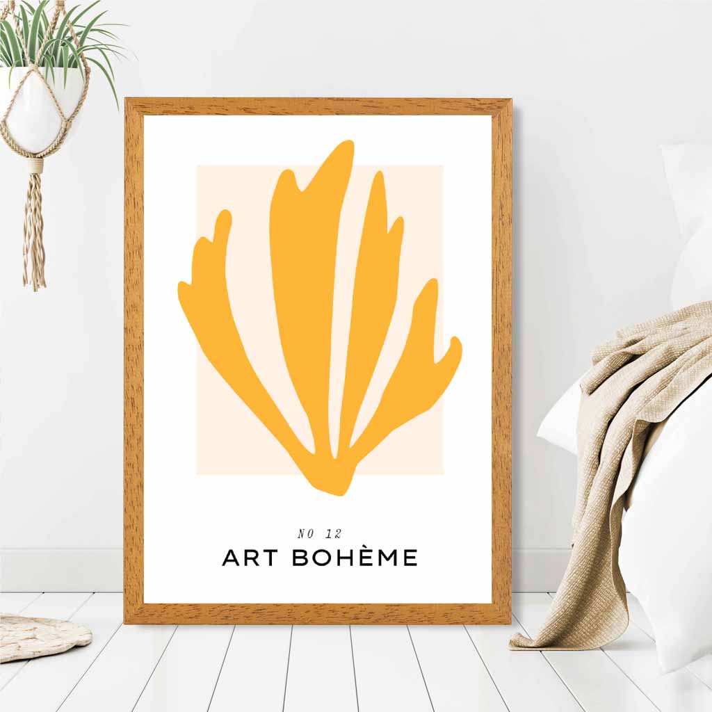 Boho Modern Yellow Leaf Art Print | Wall Art Plaza