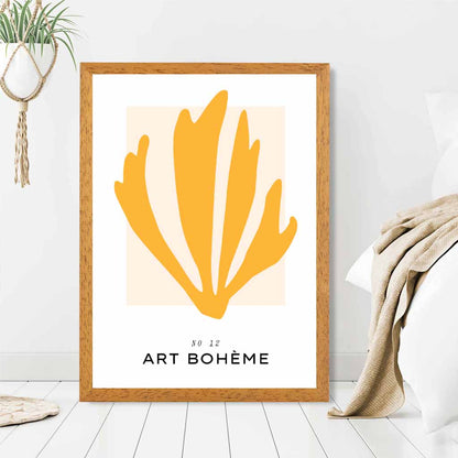 Boho Modern Yellow Leaf Art Print | Wall Art Plaza