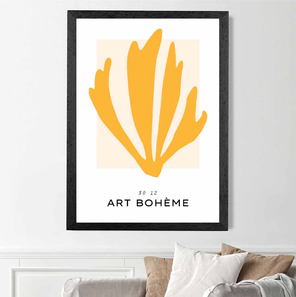 Boho Modern Yellow Leaf Art Print | Wall Art Plaza