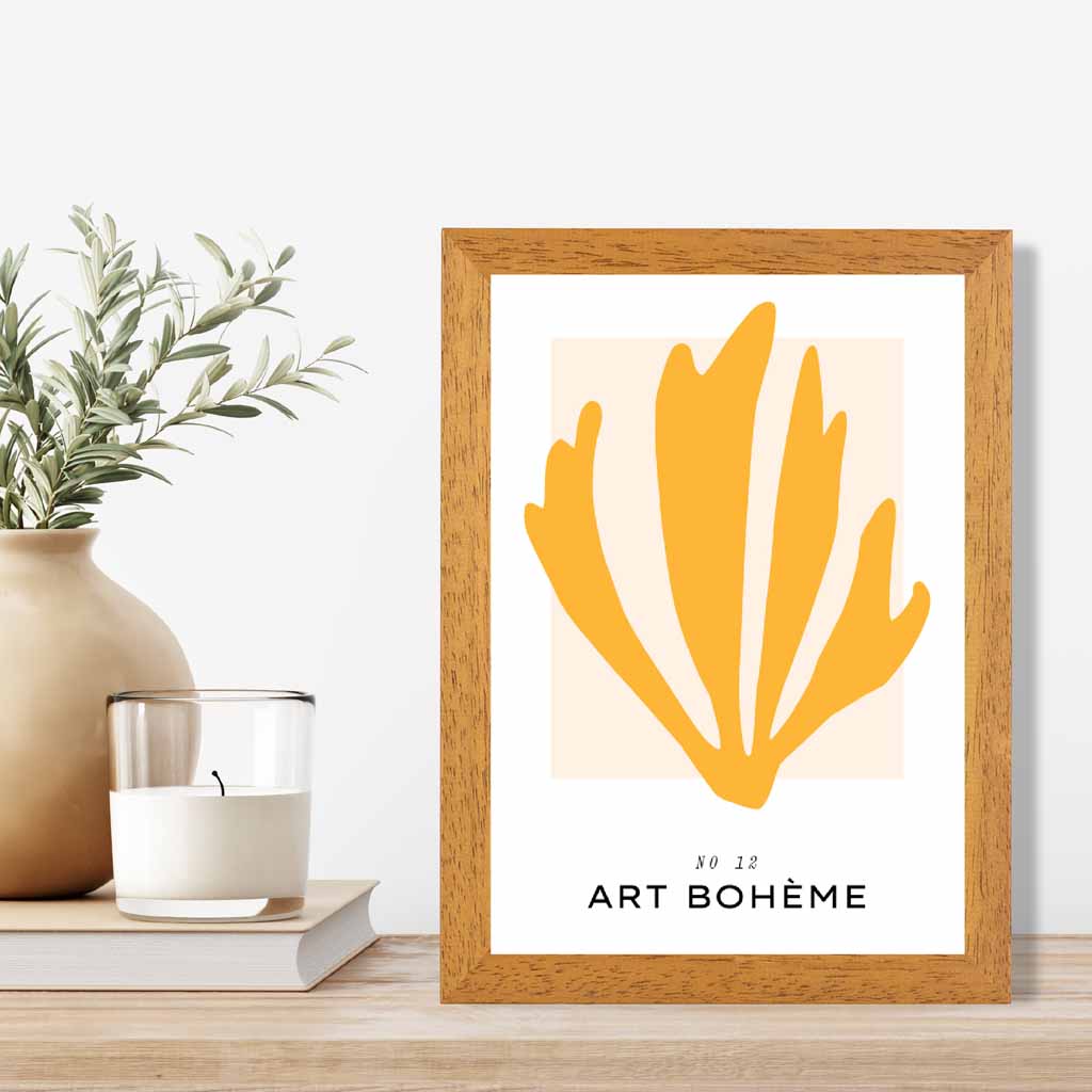 Boho Modern Yellow Leaf Art Print | Wall Art Plaza