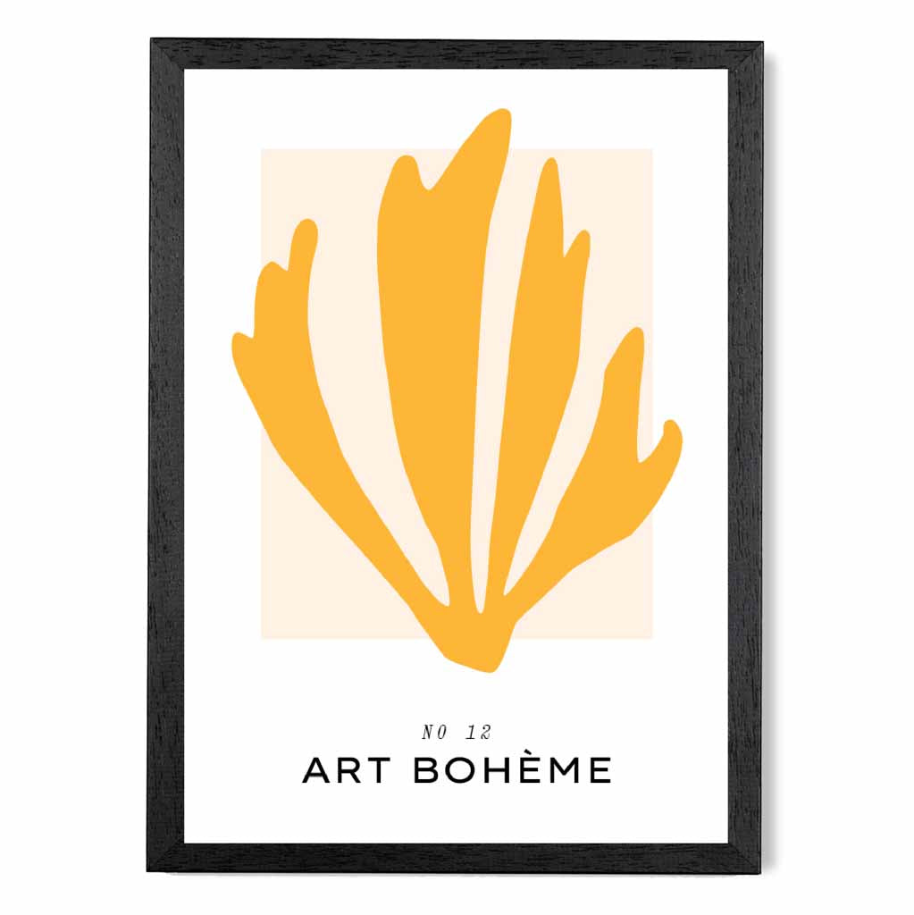 Boho Modern Yellow Leaf Art Print | Wall Art Plaza