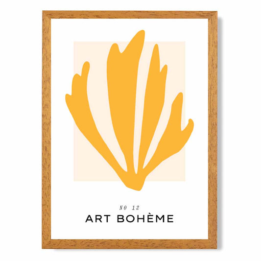 Boho Modern Yellow Leaf Art Print | Wall Art Plaza