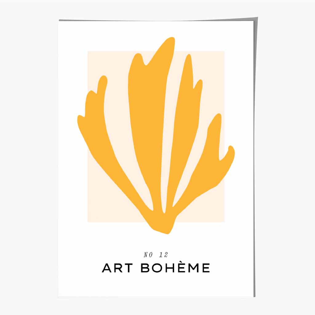 Boho Modern Yellow Leaf Art Print | Wall Art Plaza