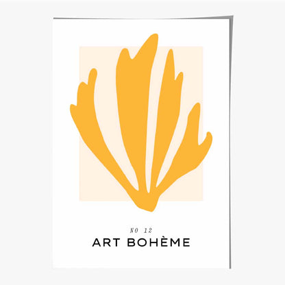 Boho Modern Yellow Leaf Art Print | Wall Art Plaza