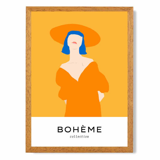 Boho Fashion Yellow, Orange Girl Art Print | Wall Art Plaza